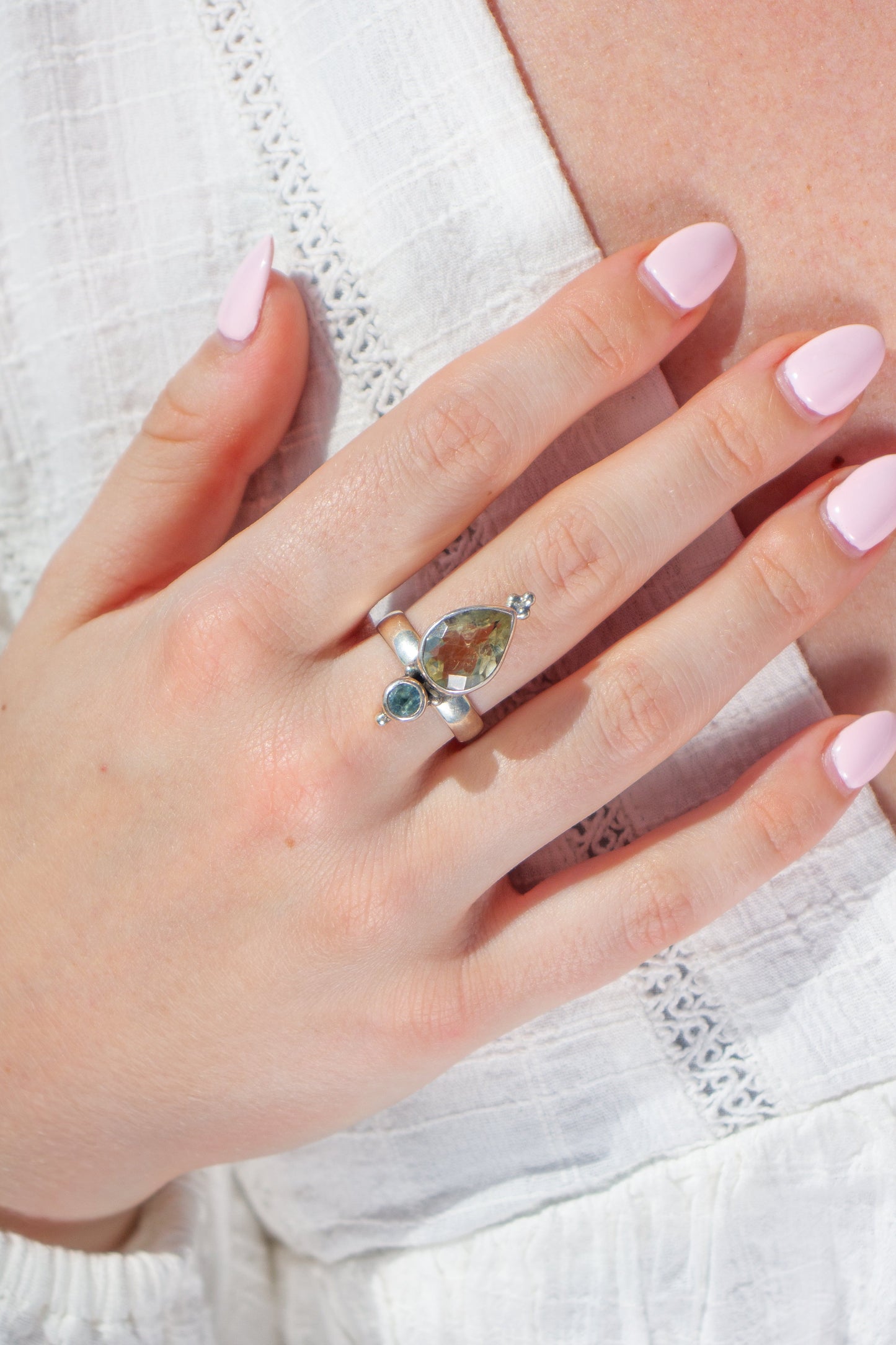 Ring Citrien en Blauwe Topaas Solene
