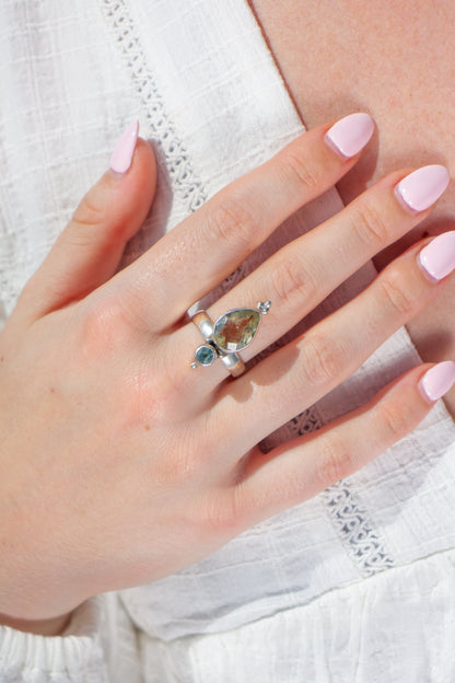 Ring Citrien en Blauwe Topaas Solene