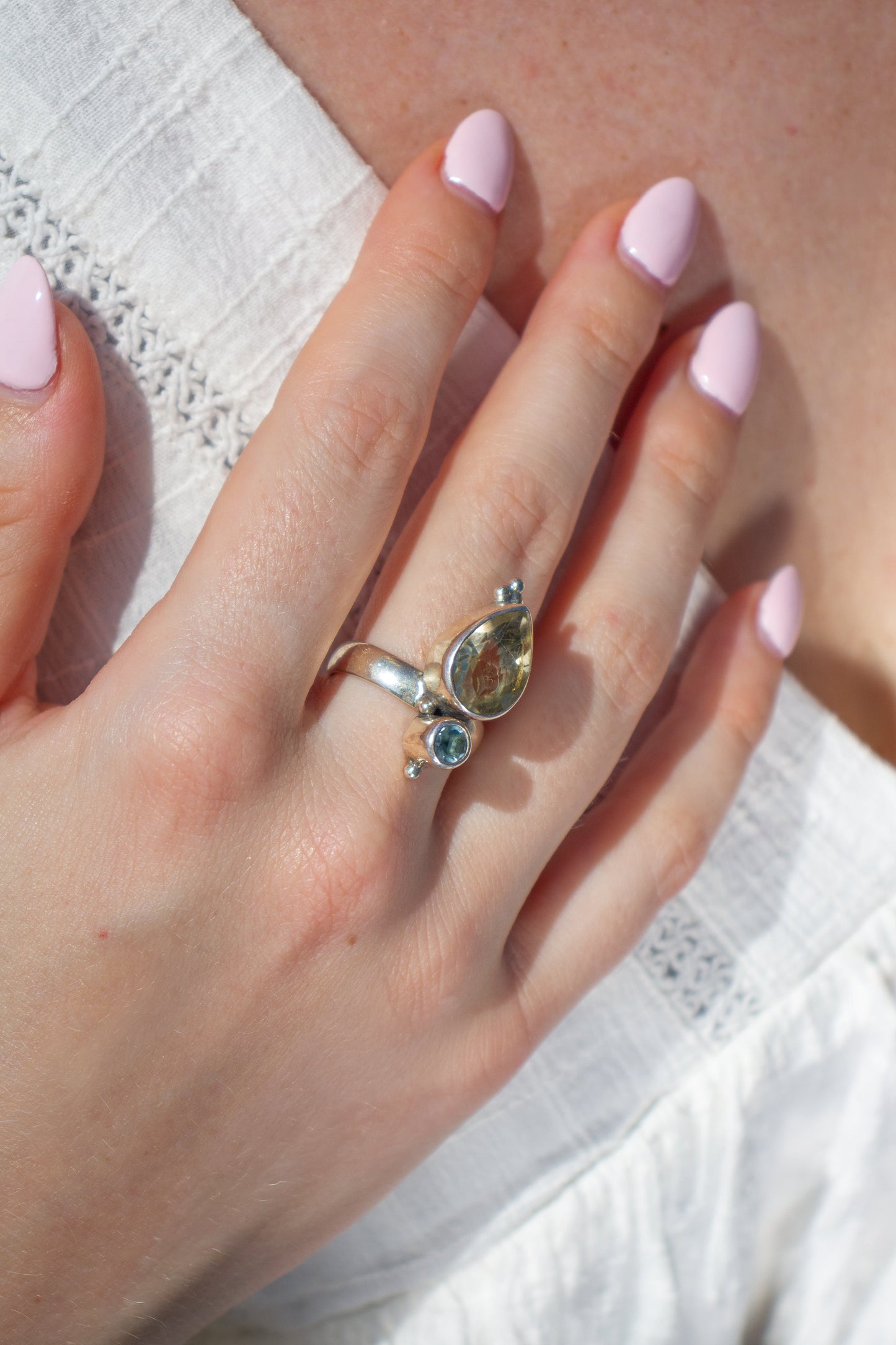 Ring Citrien en Blauwe Topaas Solene