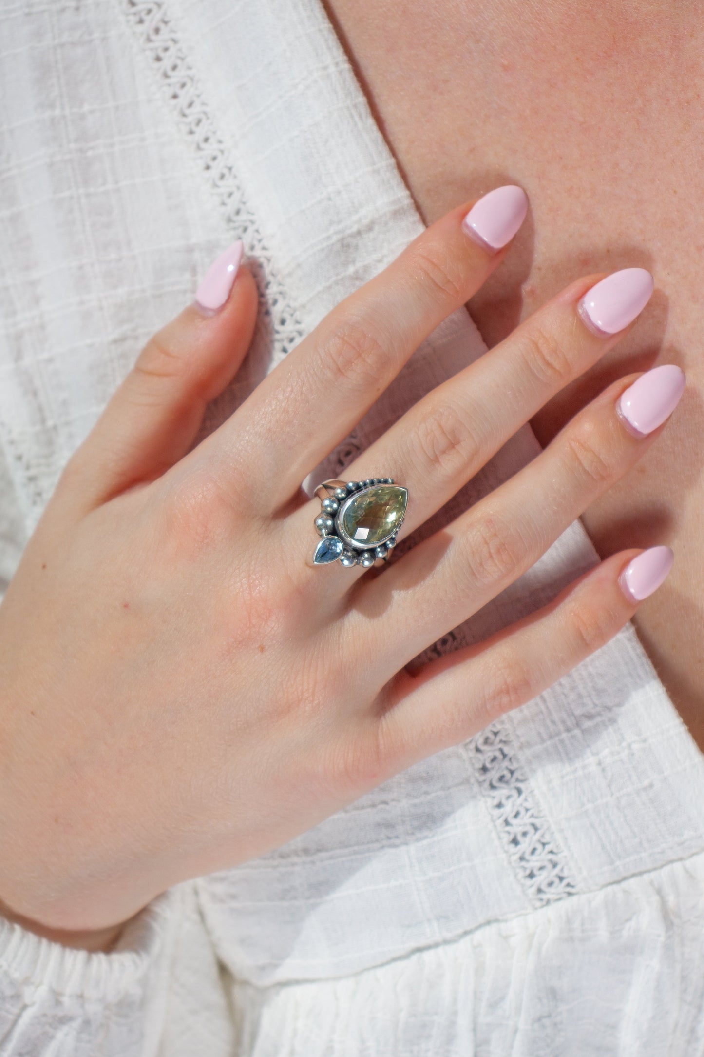 Ring Citrien en Blauwe Topaas Elara