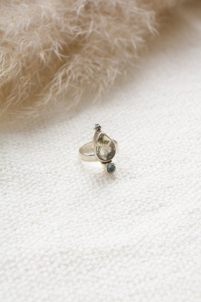 Ring Citrien en Blauwe Topaas Solene