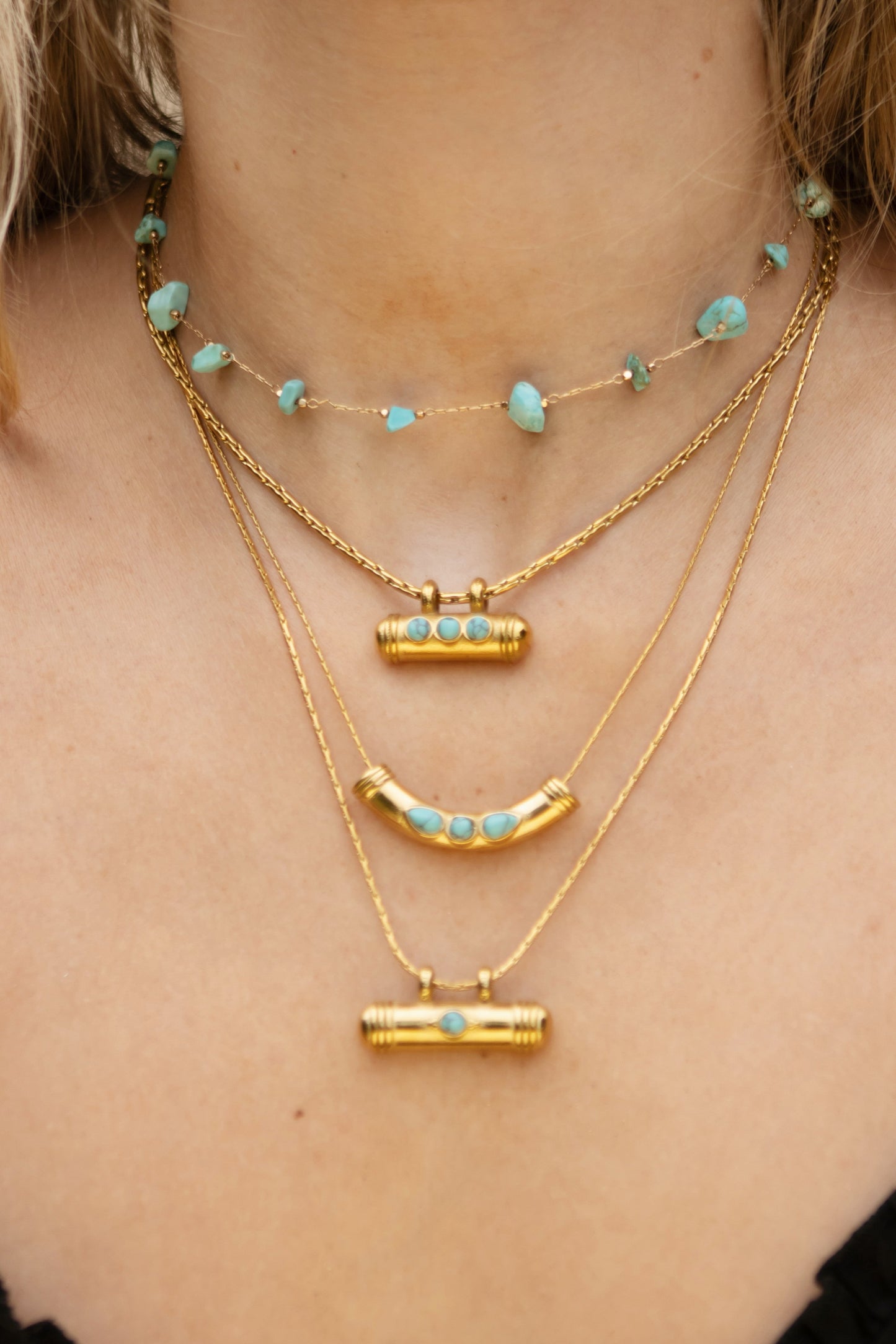 Ketting choker turqouise